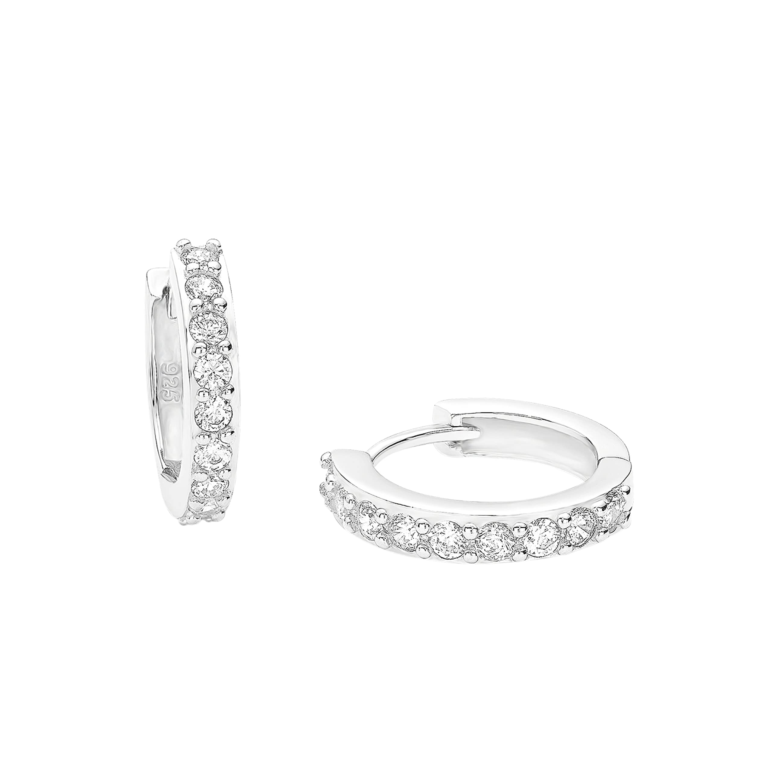 Amor Creoles Women Ear jewelry, with Zirconia synth., 1,3 cm, Silver, Comes in jewelry gift box, 9059249