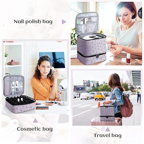 Miniatura 6 de Estuche organizador de esmalte de uñas, organizador de viaje para esmalte de uñas con asa, capacidad para 30 botellas, 1 lámpara LED de uñas y