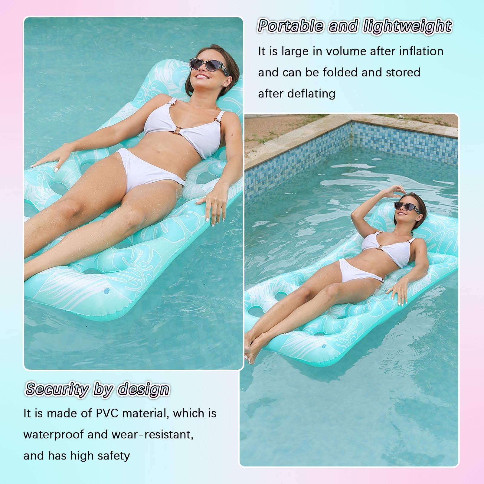 Materasso ad aria per piscina, 170 x 80 cm, materassino da nuoto, giocattolo per feste in acqua, divertimento estivo, per adulti e bambini, blu