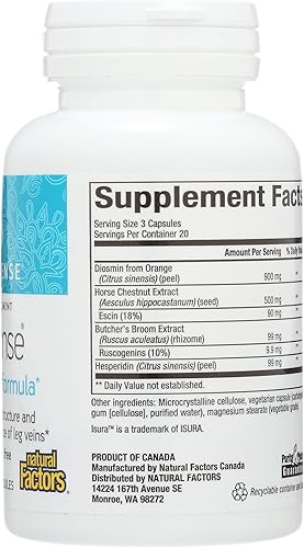 Miniatura 5 de WomenSense VeinSense by Natural Factors, Suplemento de belleza para apoyar venas saludables y piernas hermosas, vegano, sin OMG, 60 cápsulas (20