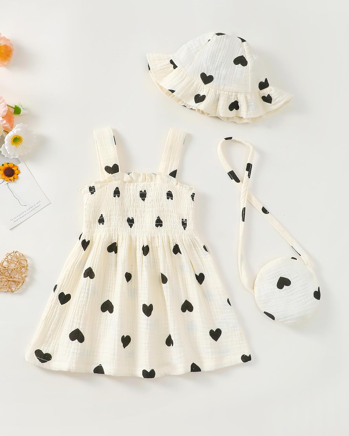 Renotemy Baby Girl Dress Toddler Girl Clothes Summer Outfits Gifts Cotton Sundress Infant Dresses for Girls with Hat and Bag - Image 4