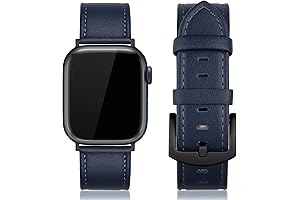 EDIMENS Leather Band Compatible with Apple Watch 42mm 44mm 45mm, Blue