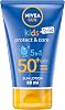 NIVEA Sun Kids Protect & Care To Go SPF 50+ Lotion (50ml), Moisturising Kids Sun Cream Immediately Protects Delicate Skin Against Sunburn and Long-Term UV Damage, Fast-Absorbing No White Cast Formula