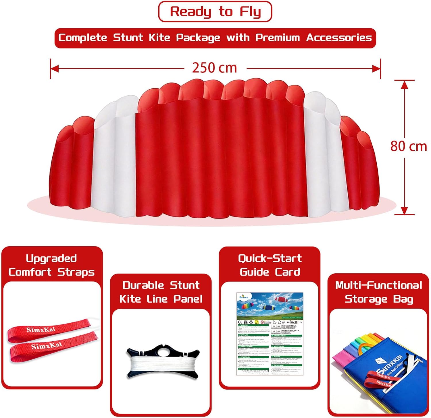 Simxkai Dual-Line Stunt Kite Sets: Agile 210T Sport Kites with Straps & Line Panel