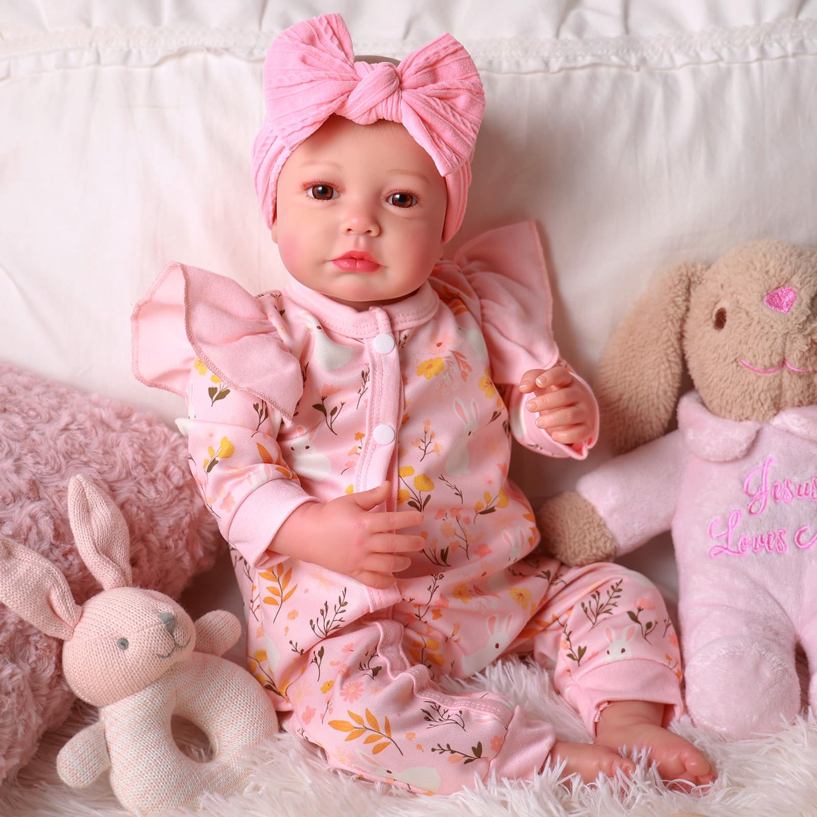 BABESIDE Reborn Baby Mädchen - 20 Zoll Weicher Stoffkörper, Lebensechte Reborn Puppe, Wie Echtes Neugeborenes mit Outfit & Zubehör, Kuscheliger Begleiter für Kinder ab 3 Jahren