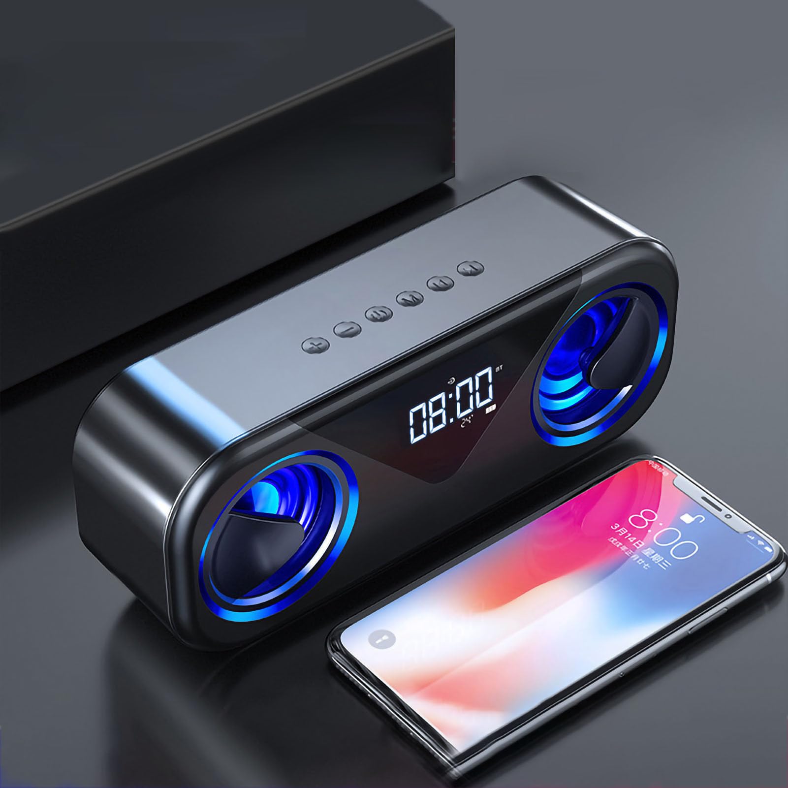 Altoparlante Bluetooth con Sveglia, Display Temperatura