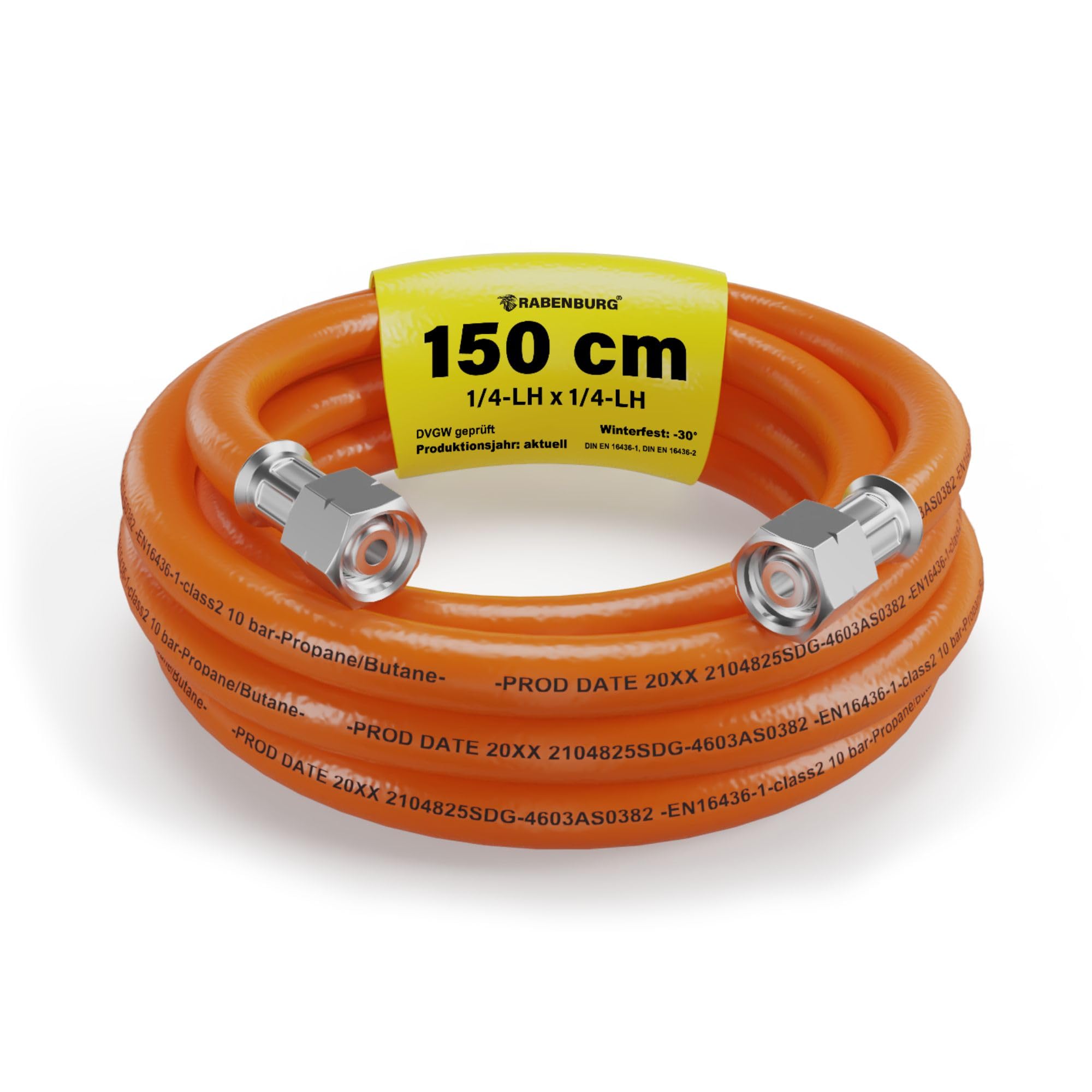 Gasschlauch 1,5 m – Propangasschlauch für Gasgrill & Campingkocher – Gas Schlauch 1/4" LH Linksgewinde – Gasschlauch Verlängerung – DVGW zertifizierter Gasanschlussschlauch