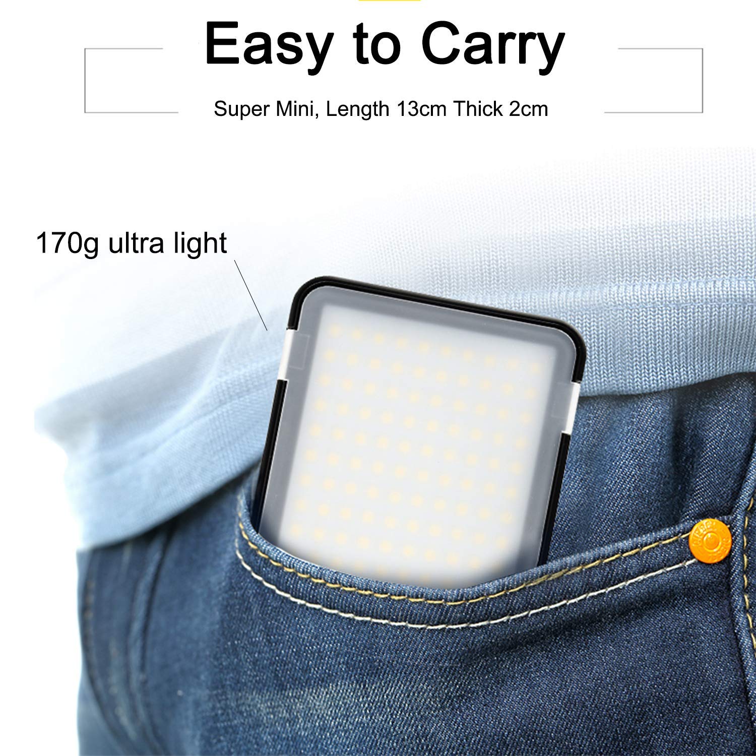 Godox LEDM150 - Lampada LED video Light 5600 K, dimmerabile, TLCI 94+ e batteria al litio per smartphone e fotocamera DSLR