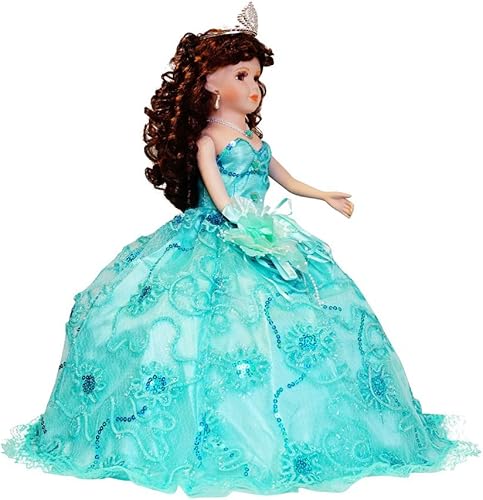Miniatura 3 de 18" quinceañera paraguas de porcelana muñeca (Cuadro Centerpiece)  Aqua  kk1872523