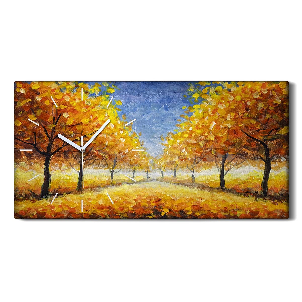 Horloge sur toile 60x30cm paysage d'automne décoration moderne pour salon