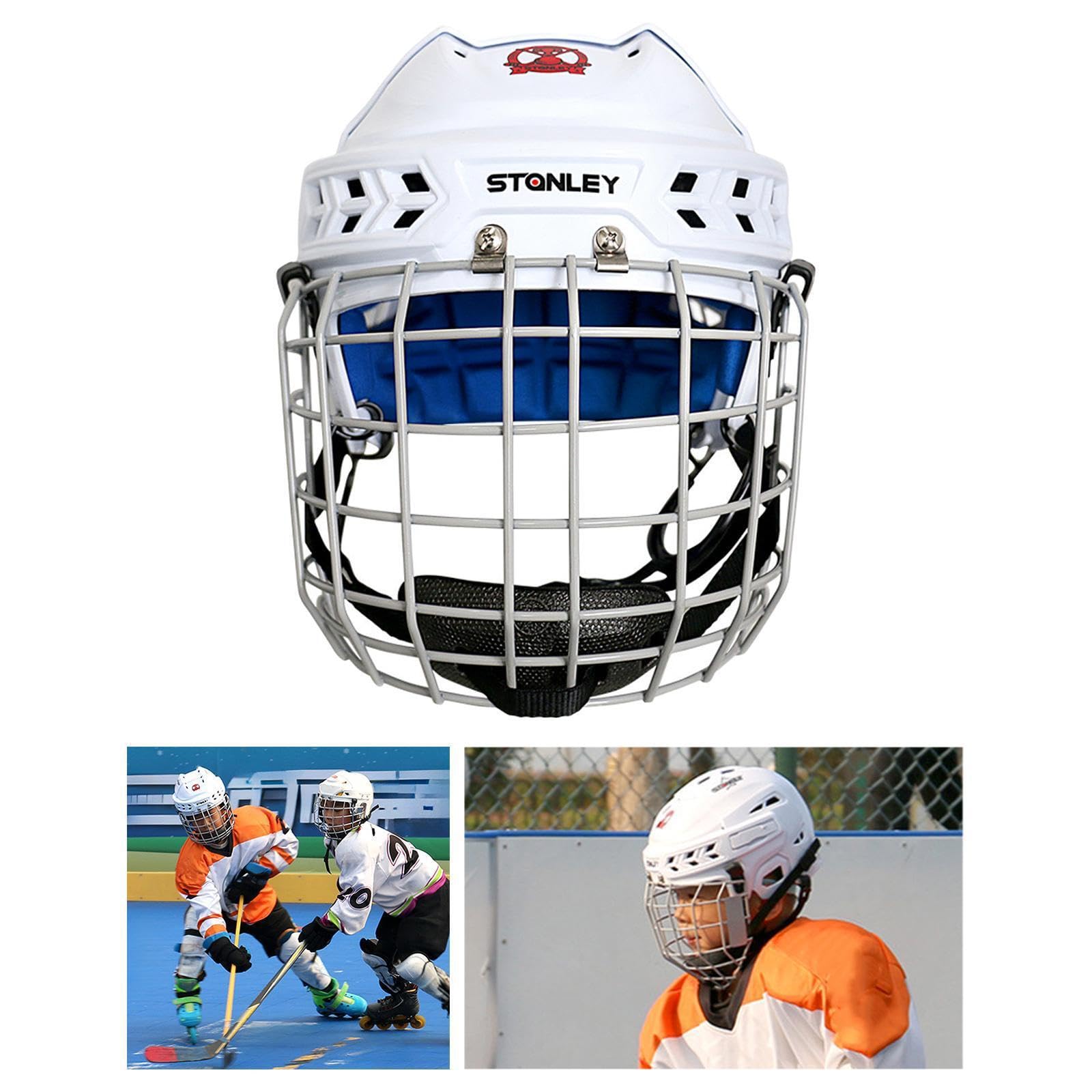 Casco da hockey su ghiaccio regolabile per pattinaggio a rotelle, attrezzatura per allenamento sicura con fodera interna traspirante e confortevole in