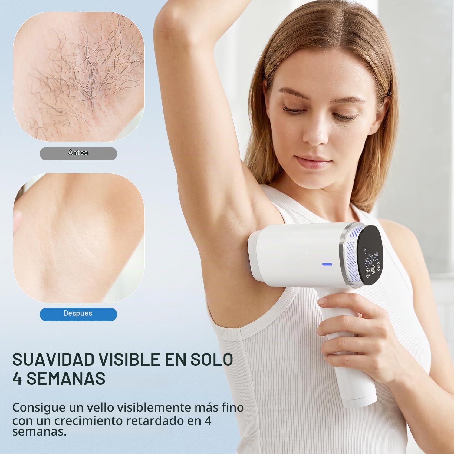 NALONE 22J Depiladora Laser IPL con Pantalla Táctil, 4 en 1 HR/SC/BT/RA | Depiladora Luz Pulsada 10 Potencias, para Mujeres y Hombres, Uso en Casa, Rostro, Cuerpo y Axilas