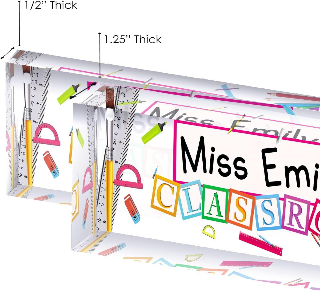 Artblox Acrylic Name Plate, 8'' x 2.5'', Personalized Teacher Desk Sign, Modern Signage - Image 4