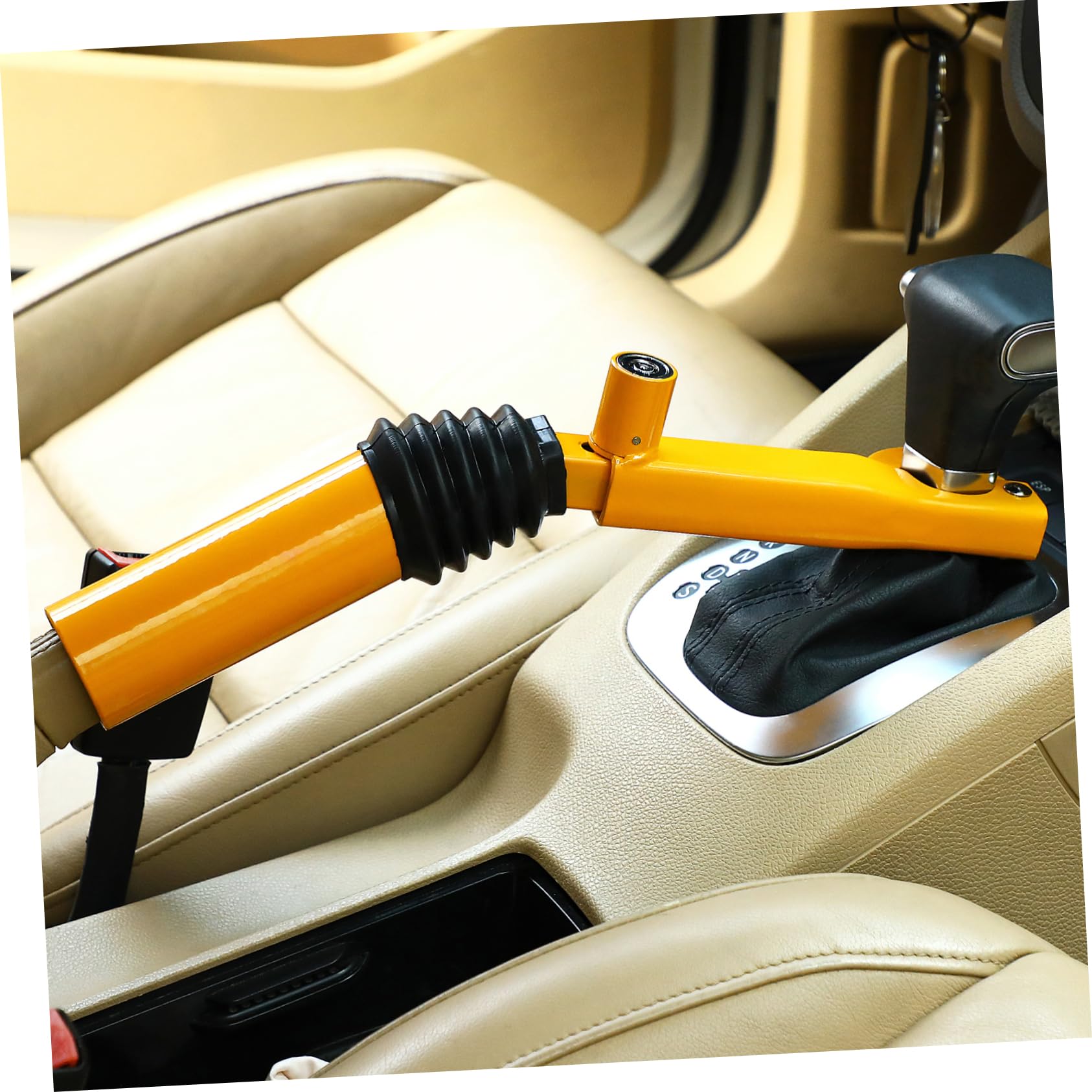 TOPBATHY Dispositif Antivol pour Voiture en Acier Or, Verrou de Levier de Vitesse Facile à Installer Structure Simple, Protection du Frein à Main pour Sécurité Renforcée