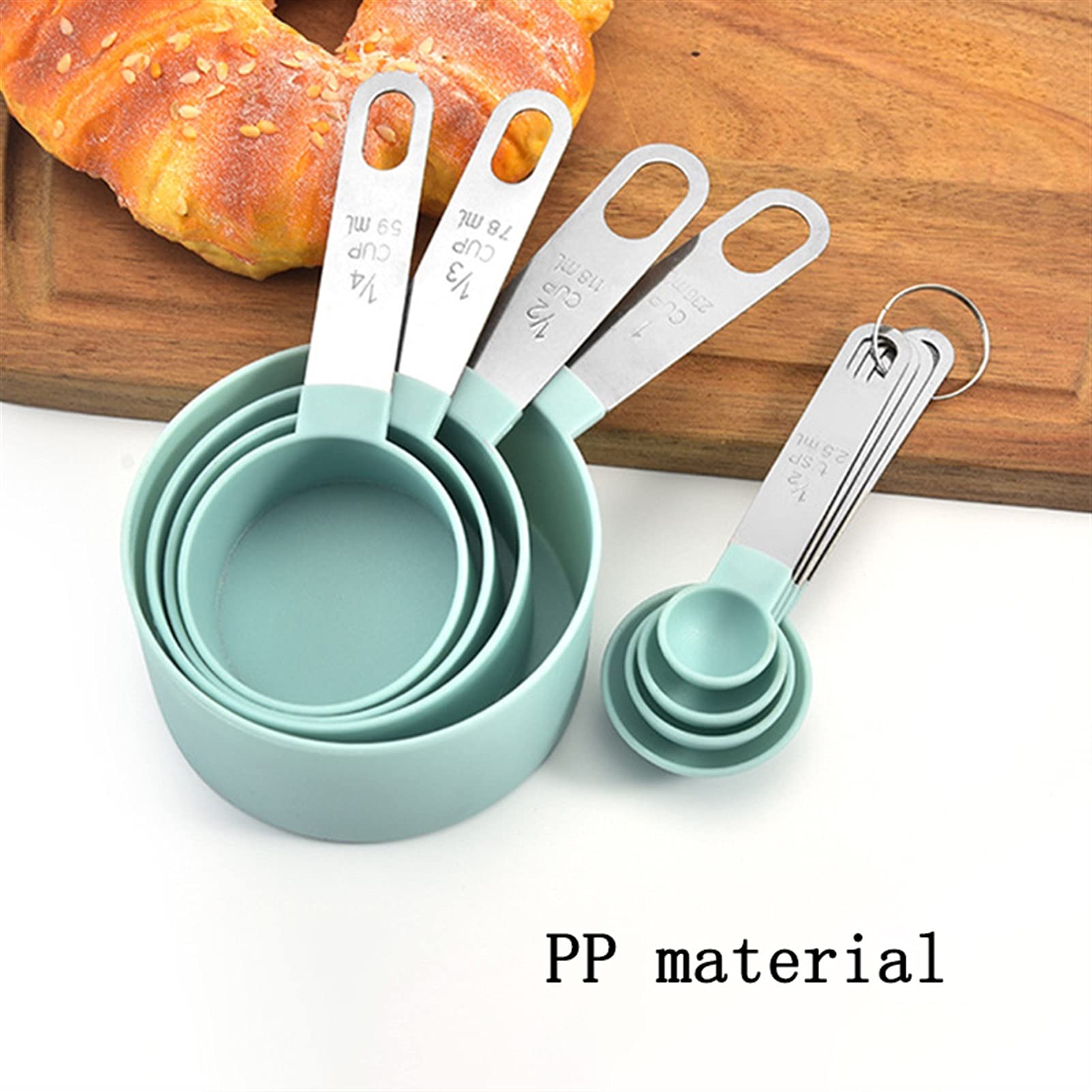 4 Stück/5 Stück/10 Stück Mehrzwecklöffel/Tassenmesswerkzeuge, PP-Backzubehör, Griff aus Edelstahl/Kunststoff, Küchenhelfer (Farbe: 10-teiliges weißes Set) (10-teiliges weißes Set)