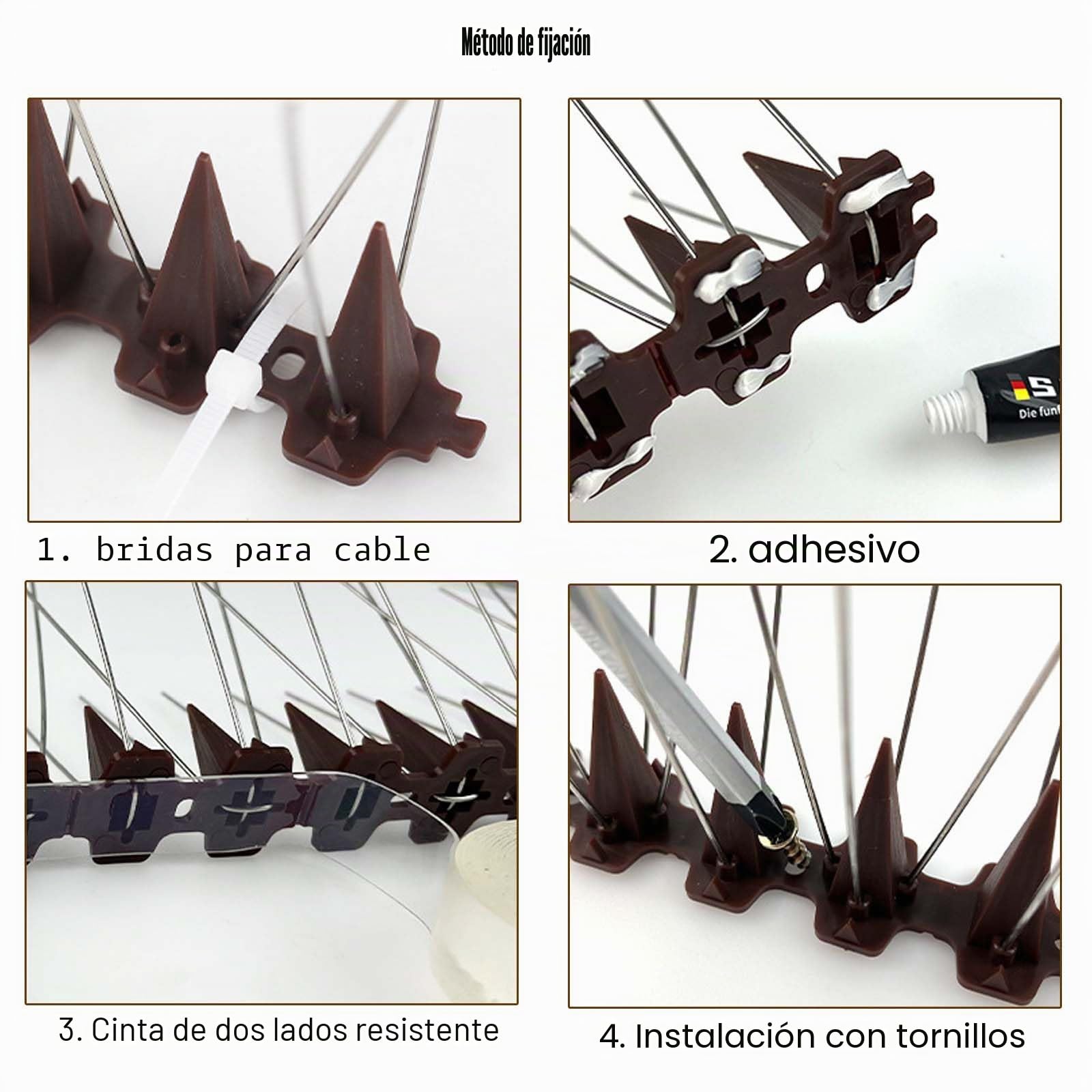 Tiras de picos para pájaros para cercas, picos altos de acero inoxidable de 4.3 pulgadas para mantener detenidos las palomas, gaviotas o animales, valla disuasoria de ardillas y zorros de gato