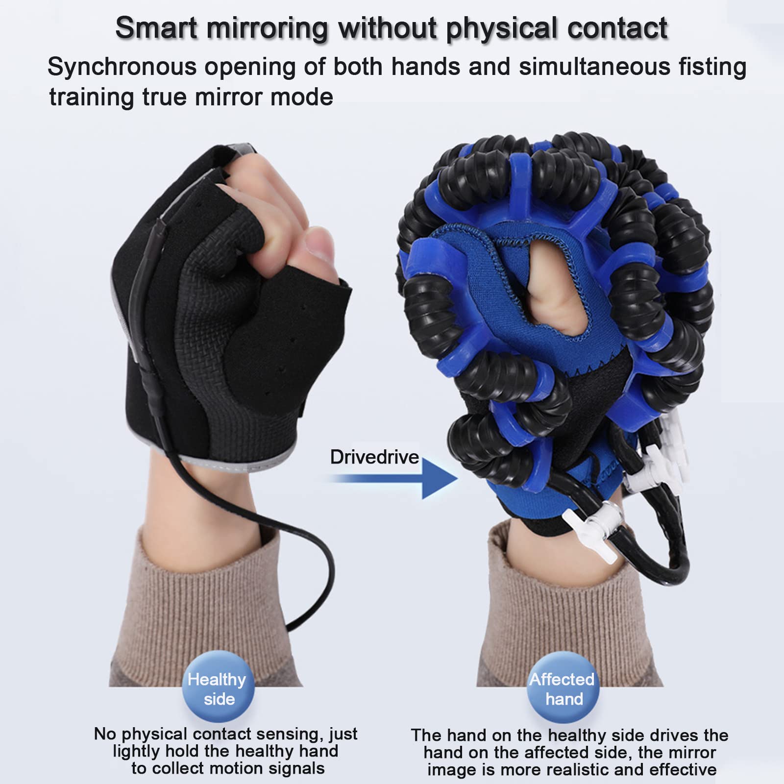 Guante de robot de rehabilitación de manos, entrenador de rehabilitación de dedos de hemiplejía Férula de mano Guantes de asistencia Equipo de entrenamiento Minimizar la espasticidad,RightHand-XXL