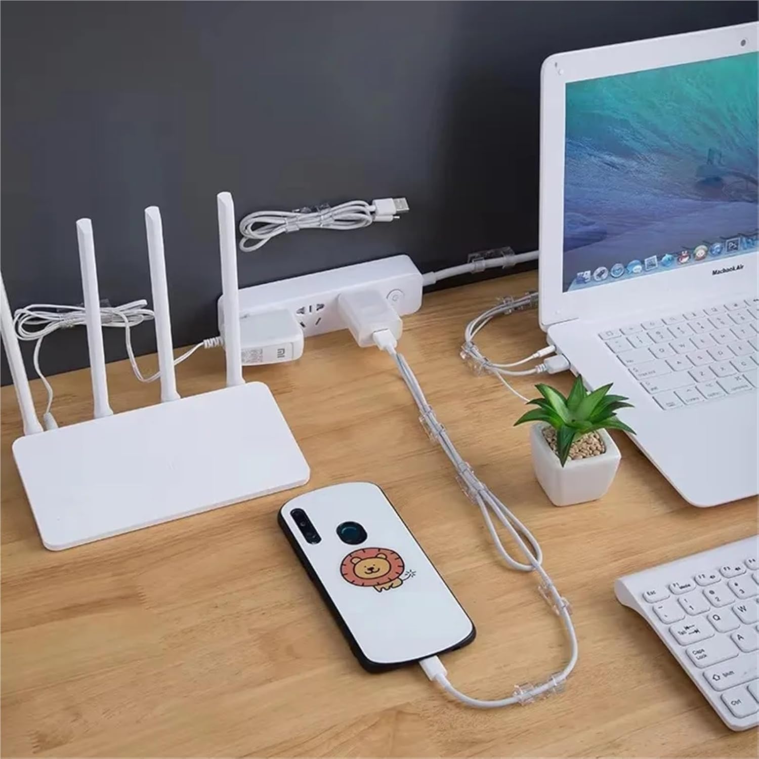 Adhesive Cable Clips 120pcs Cable Organizer Clips Transparent Self-Adhesive Wire Management For Home Desk Office Kitchen Clamp Manager for Under Desk(Transparent)