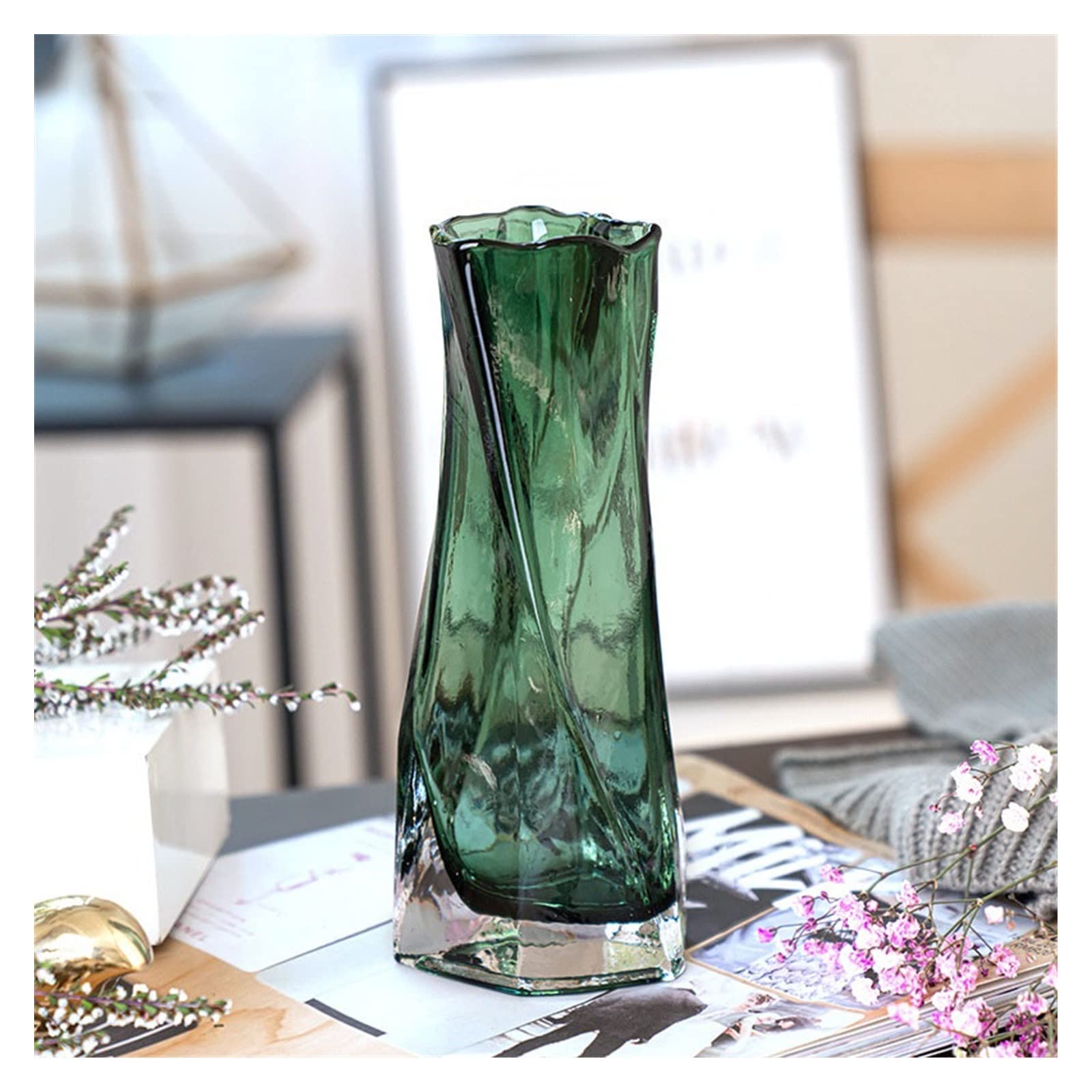 Centerpiece Vases European style creative geometric glass vase living room water planting flower arrangement, table decoration ornaments(Large)