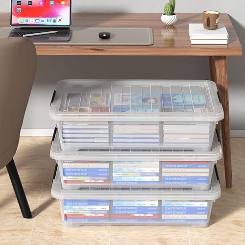 Miniatura 6 de Contenedores de almacenamiento de plástico para debajo de la cama de 40 cuartos de galón con ruedas, 3 paquetes de caja de almacenamiento grande