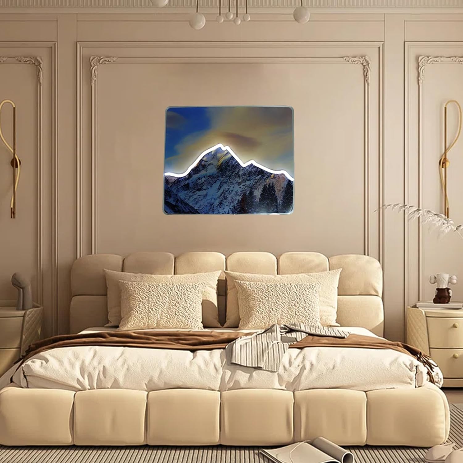 Handmade Snow Mountain Neon Sign for Wall Art Decor, Dimmable Mountain Scenery LED Lights Neon for Bedroom Living Room Party Shop Store Decoration, USB Power,15 * 12inch