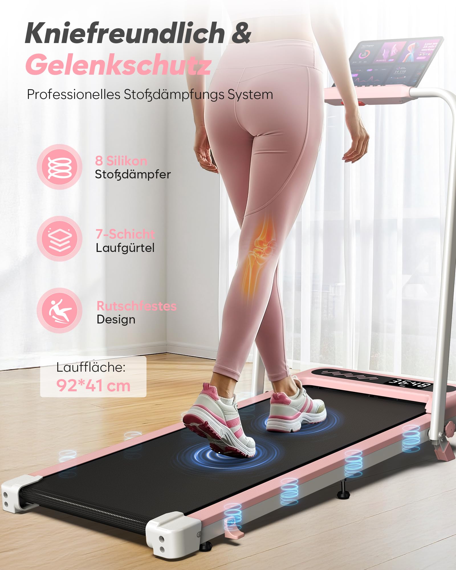 Cardirun Laufband für Zuhause Klappbar, 6 in 1 Walking Pad mit 10% Steigung | 10 km/h, 3.0PS Motor, Laufbänder mit LED-Anzeige, APP, Leise Treadmill for Home Office, 150 KG, Keine Installation