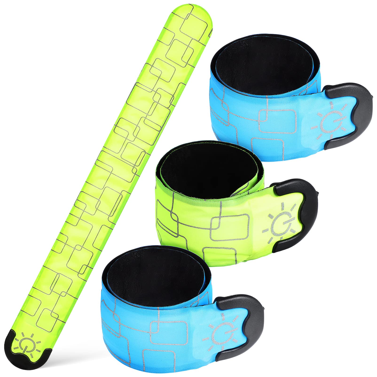 SUPVOX Lot De 4 Bracelets LED À Claquer Éclairage De Nuit pour Bras Ou Poignet 3 Modes De Clignotement Rechargeables pour Cyclisme Jogging
