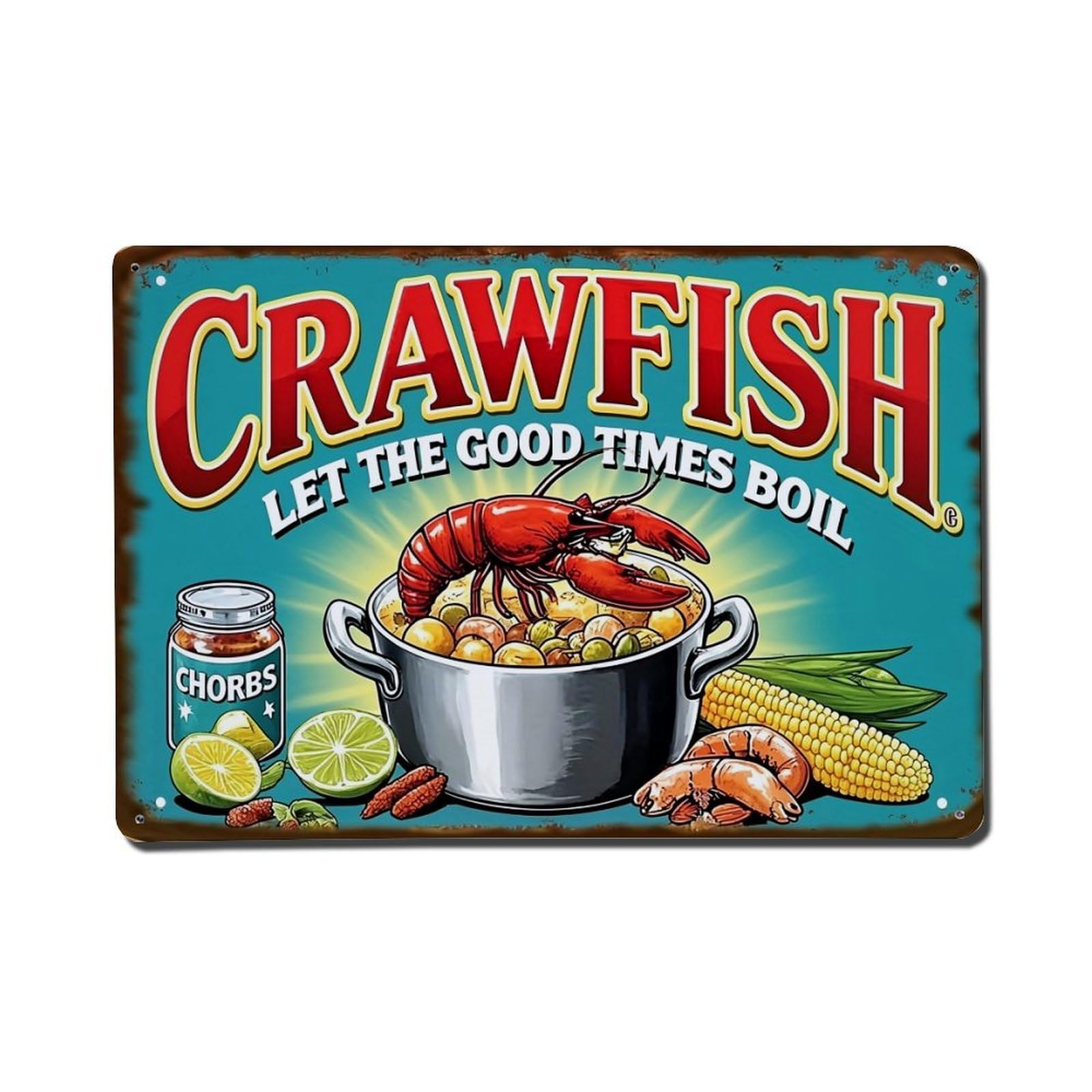Crawfish Boil Party Food Fun Metal Tin Sign Plaque