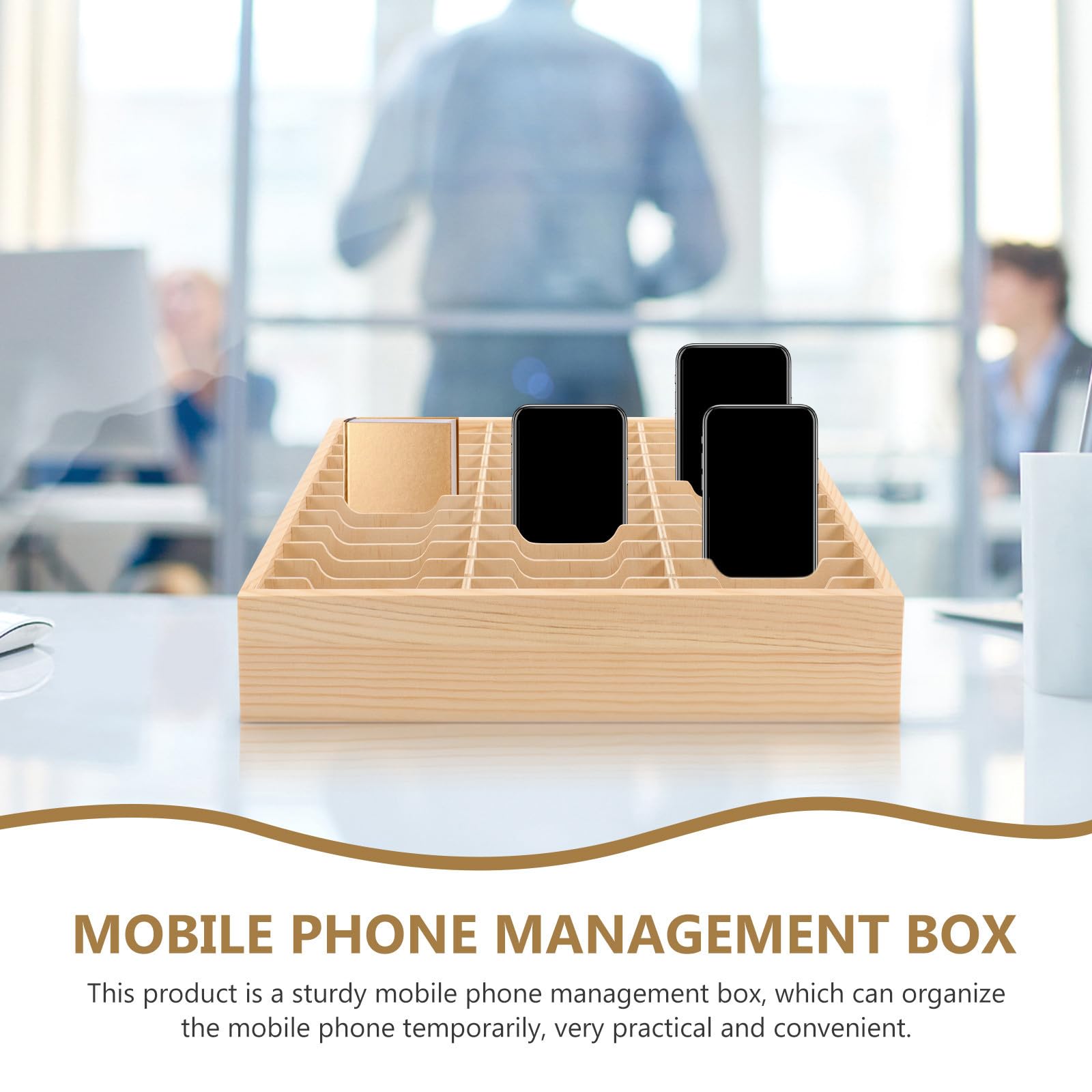Scatola in Legno Multi Scomparti per Organizzazione Telefono Cellulare Forte Capacità di Carico e Design Rustico per Ufficio e Casa