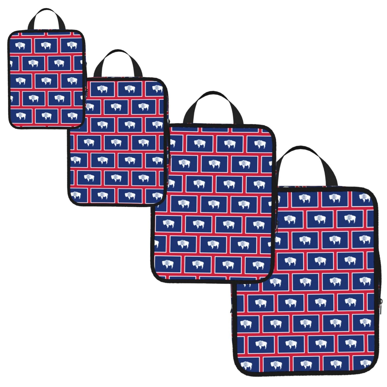 Wyoming State Flag Print 4 Set Compression Packing Cubes for Suitcases,Expandable Storage Bag Organizers