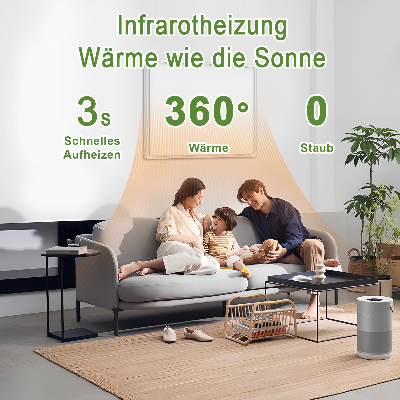 Behaglich Pannello Radiante Infrarossi 300W, Riscaldatore a Infrarossi per Montaggio a Parete Fino a 120 Gradi Celsius per 3-8㎡ - TÜV 10 Anni di Garanzia