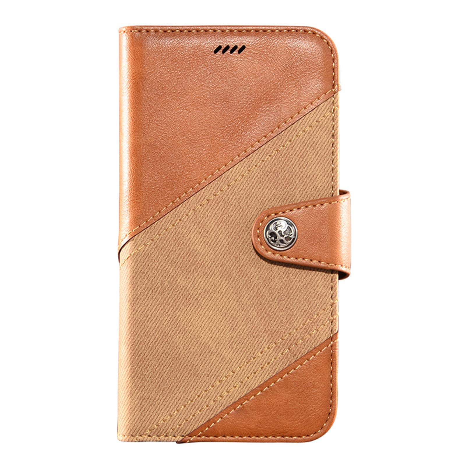 Custodia Portafoglio In Pelle Per IPhone 13 Mini - Marrone Scuro - Con Chiusura Magnetica E Supporto