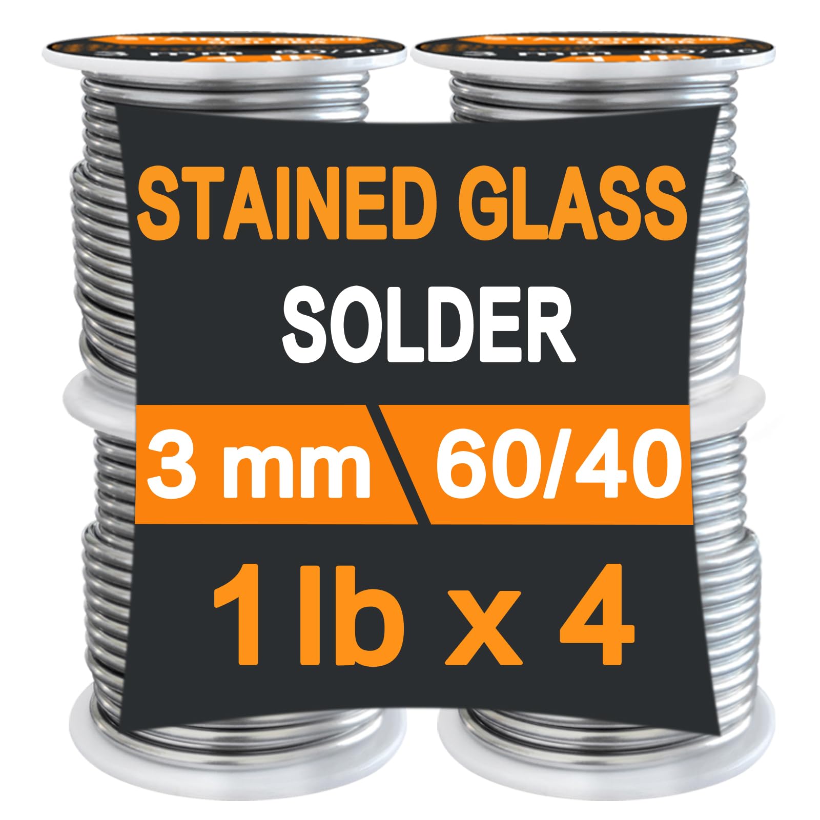 ANOSON60/40 Solder for Stained Glass, 1/8"(3mm) Dia, 4 lb Pack, Supplied
