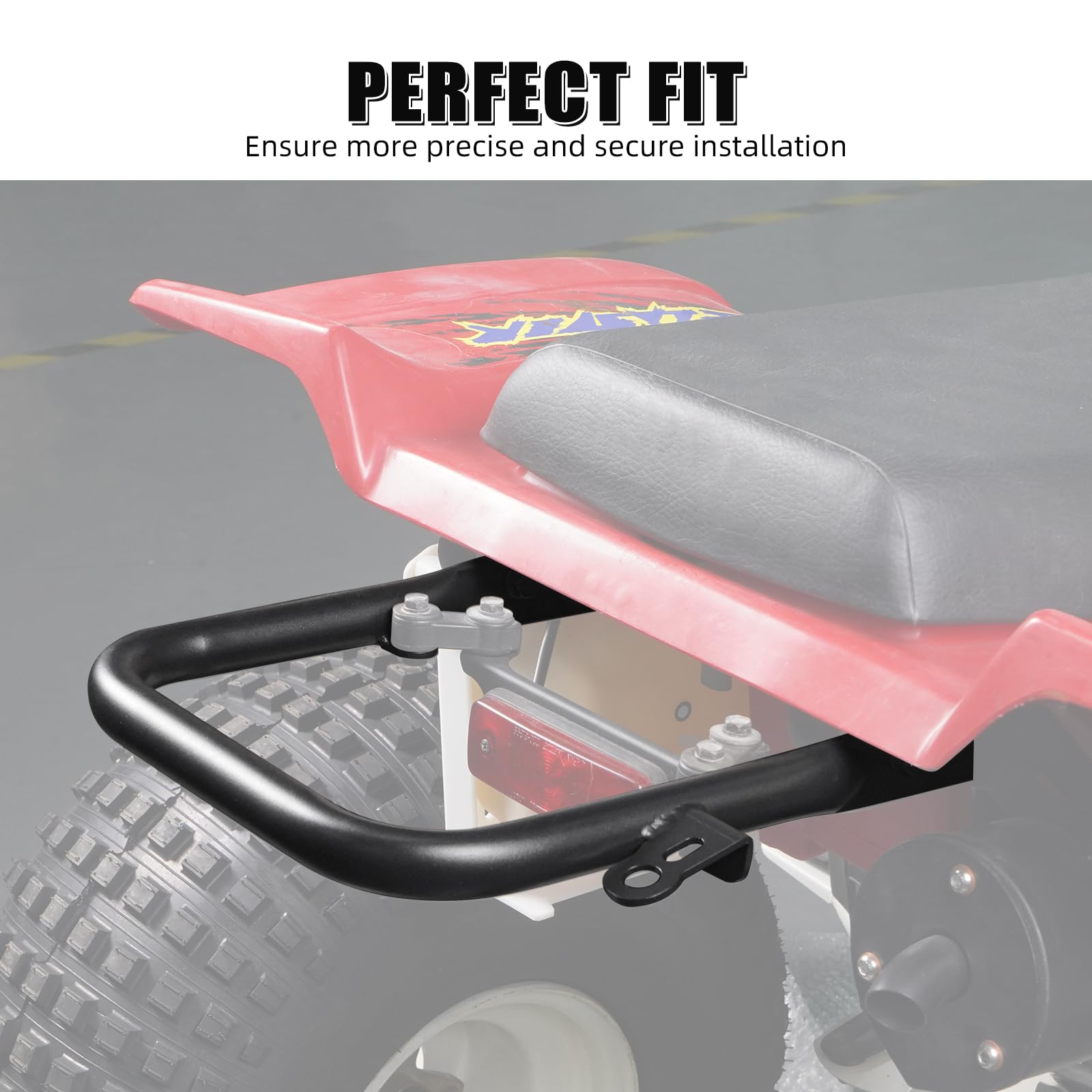 NICECNC Schwarzer Haltegriff hinten, robuster Karbonstahl, kompatibel mit Yamaha Blaster 200 YFS200 1988 1989 1990 1991 1992 1993-2006, Ersatz für 5KJ-2845R-30-00, 5KJ-2845R-00-00