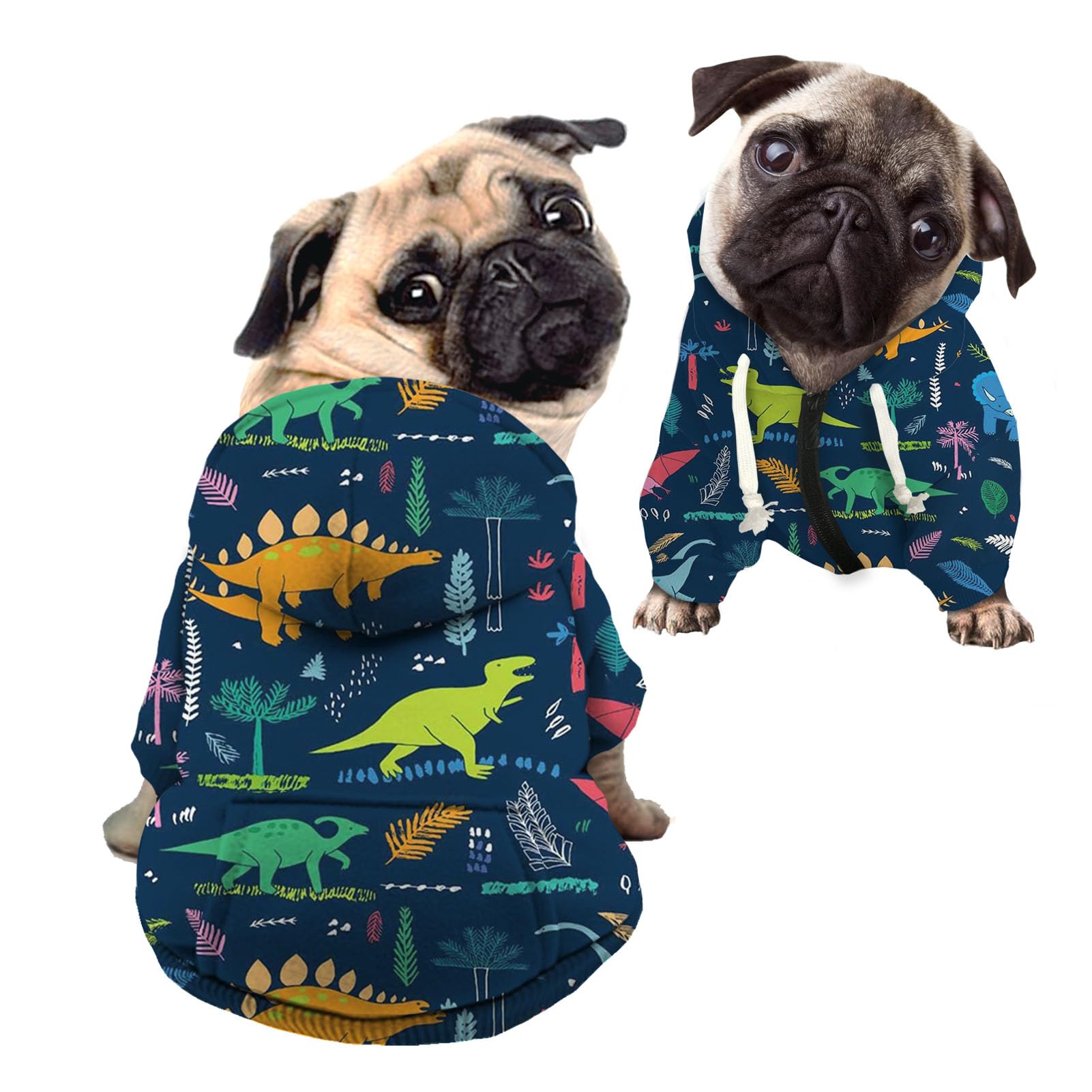 Kuiaobaty Cute Dinosaurs Print Small Dog Clothes Outfit Pet Sweatshirt, Cartoon Dino Dog Hoodies Jumpers Outfits for Medium Large Dogs — image 1