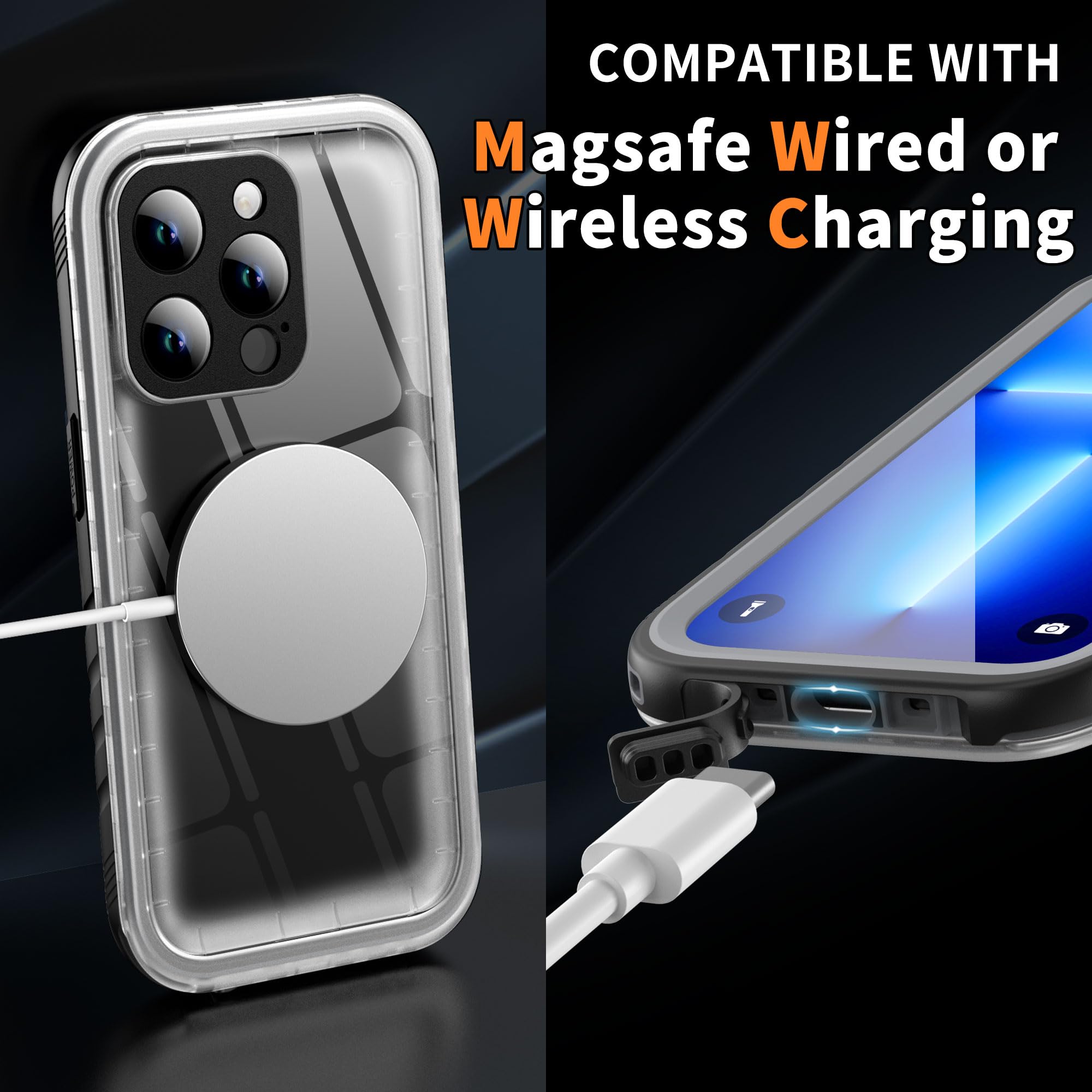 Cozycase Ultra Resistente Funda para iPhone 13 Pro MAX Impermeable Antigolpes Militar Transparente 360 Grados Carcasa 13 ProMax Doble Waterproof Acuatica Sumergible Agua con Protector Camara Pantalla