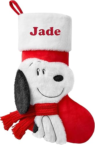 Let's Make Memories Calcetines de Navidad personalizados, Peanuts Snoopy, personalizable con nombre, calcetín de Navidad familiar, diseño 3D