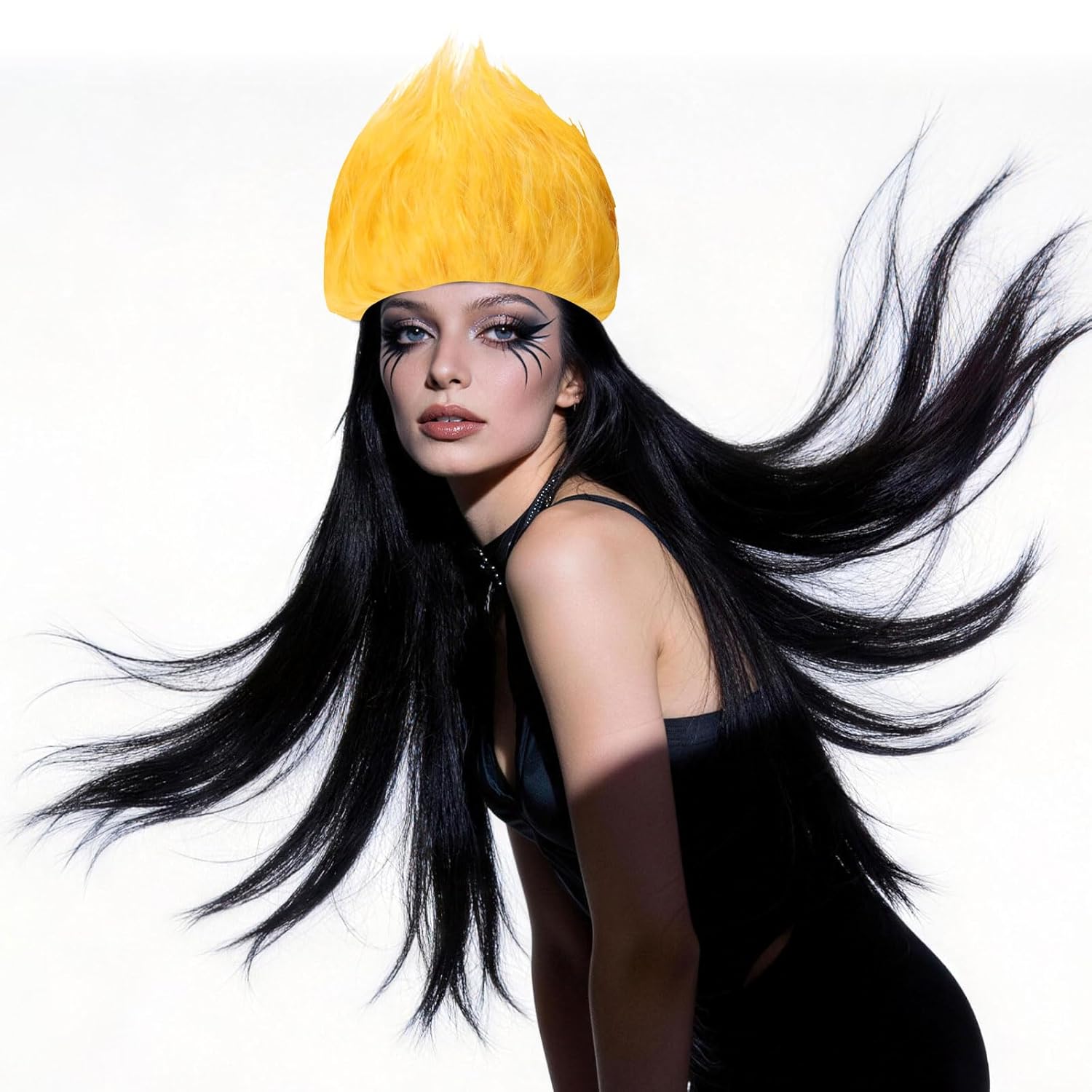 Yellow Wig Thing Costume for Halloween Theme Parties Hairy Hat Cheering Props Funny Wig Crazy Wigs (Yellow, Short) - Image 6