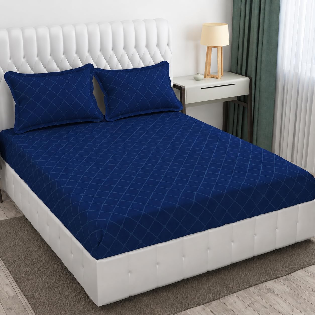 Blue Strip Polycotton Bedsheet, Double 90x100 (Royal Blue)