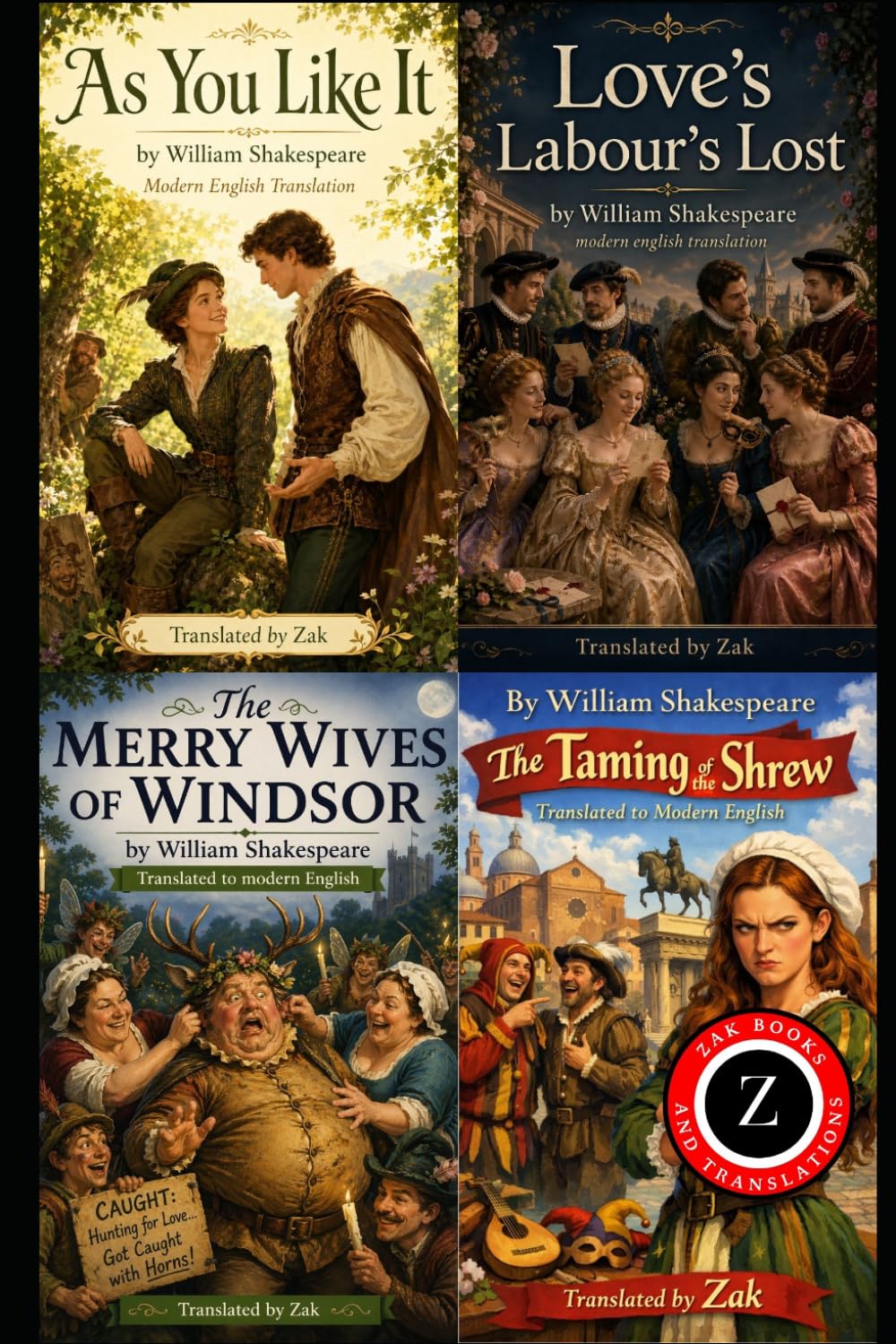 As You Like It, Love’s Labour’s Lost, The Merry Wives of Windsor, The Taming of the Shrew: (Modern English Versions): Easy to Read | Shakespeare’s ... (Shakespeare in Modern, Easy to Read English)