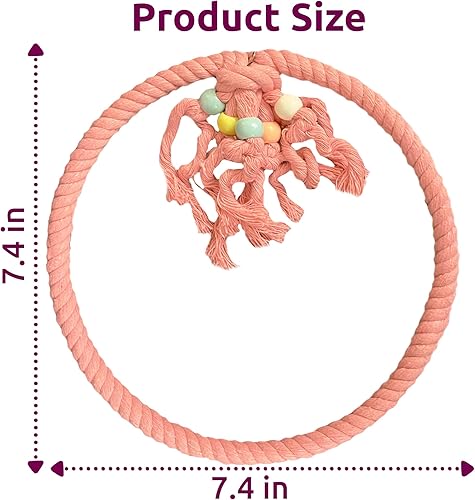 Miniatura 4 de SIMENA Columpio de cuerda de algodón para pájaros medianos a grandes, incluyendo periquitos, cacatúas, conures, etc. (pequeño, rosa)