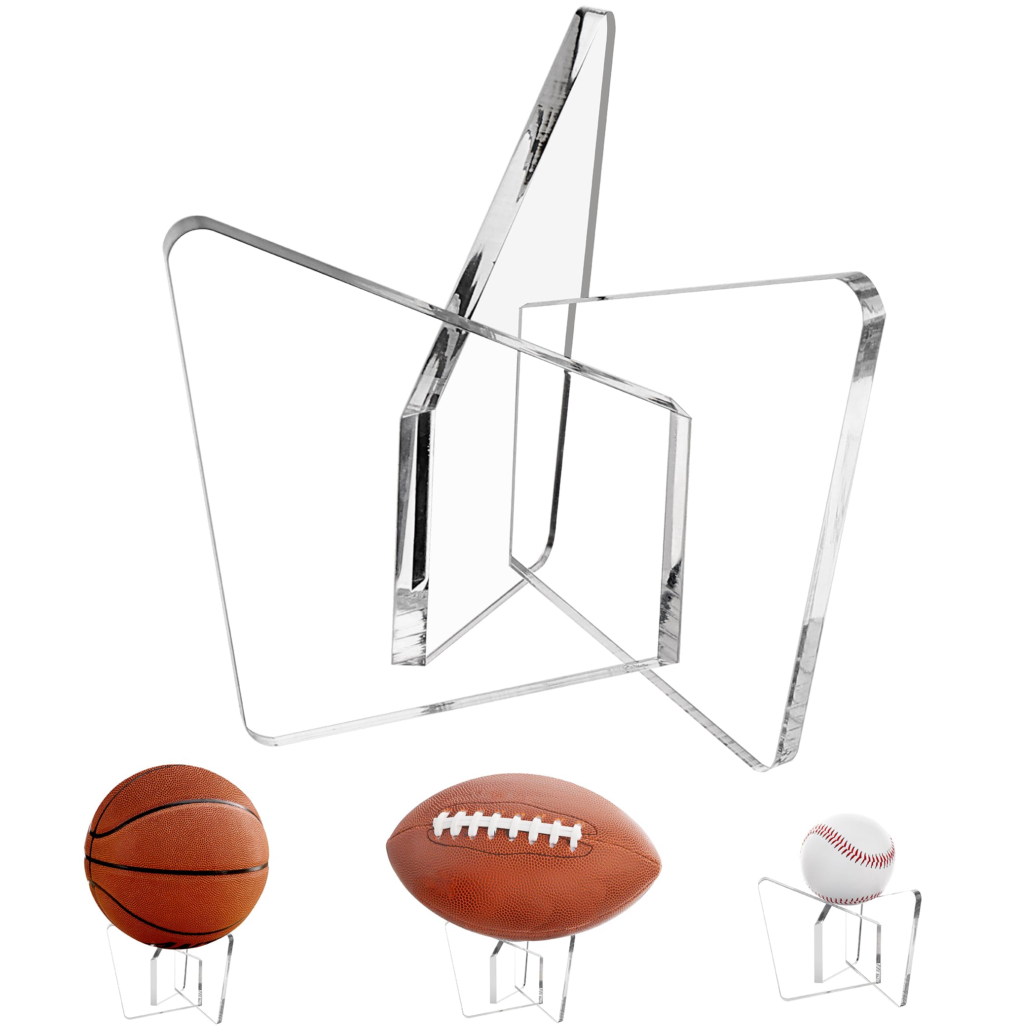 Tfirhuoe Acrylic Basketball Holder Football Display Stand, Clear Ball Storage for Baseball Golf Volleyball Soccer Rugby - 1 Pack