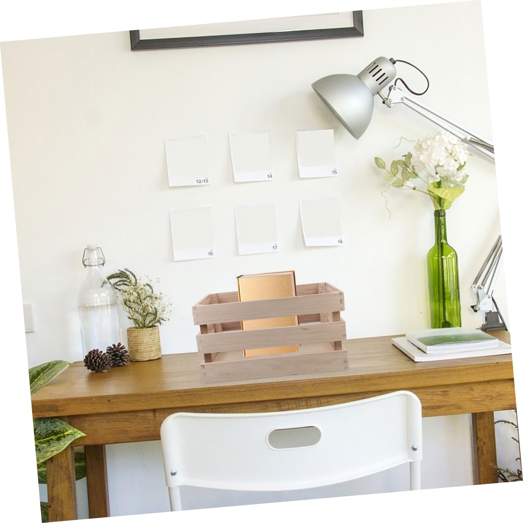 Caja Organizadora De Escritorio De Madera Rectangular Caja Multiusos Para Almacenamiento De Objetos Contenedor Portátil Para Oficina y Hogar Diseño Natural