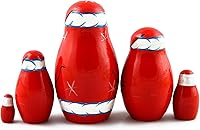 Vista 7 de Matryoshka Matreska Babuska Ruso Nesting Muñeca de madera Santa Claus Matrioshka 5 Pcs Apilamiento Pintado a mano Anidado Artesanía Matrioska
