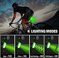 Vista 4 de Luces LED de seguridad para bicicleta, luz trasera de bicicleta rojo/verde, linterna de seguridad trasera de bicicleta, recargable por USB C, 4
