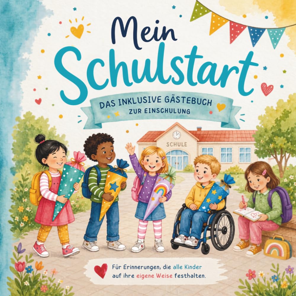 Inklusives Gästebuch zur Einschulung für Kinder - Mein Schulstart: Erinnerungsbuch mit viel Platz zum Malen, Ankreuzen & Gestaltung - Schulanfang Geschenk