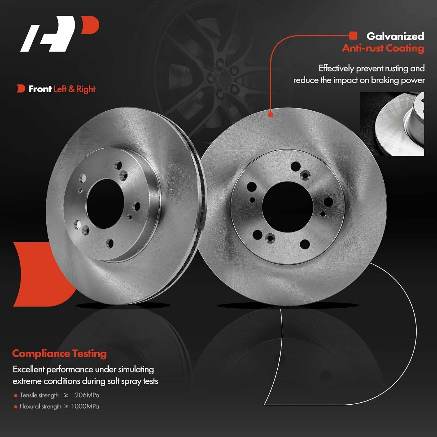 A-Premium 11.06 inch (281 mm) Front Vented Disc Brake Rotors + Ceramic Pads Kit Compatible with Select Honda, Acura & Isuzu Models - CR-V 97-01, Odyssey 95-98, Prelude, TL, RL, Legend, Integra, Oasis