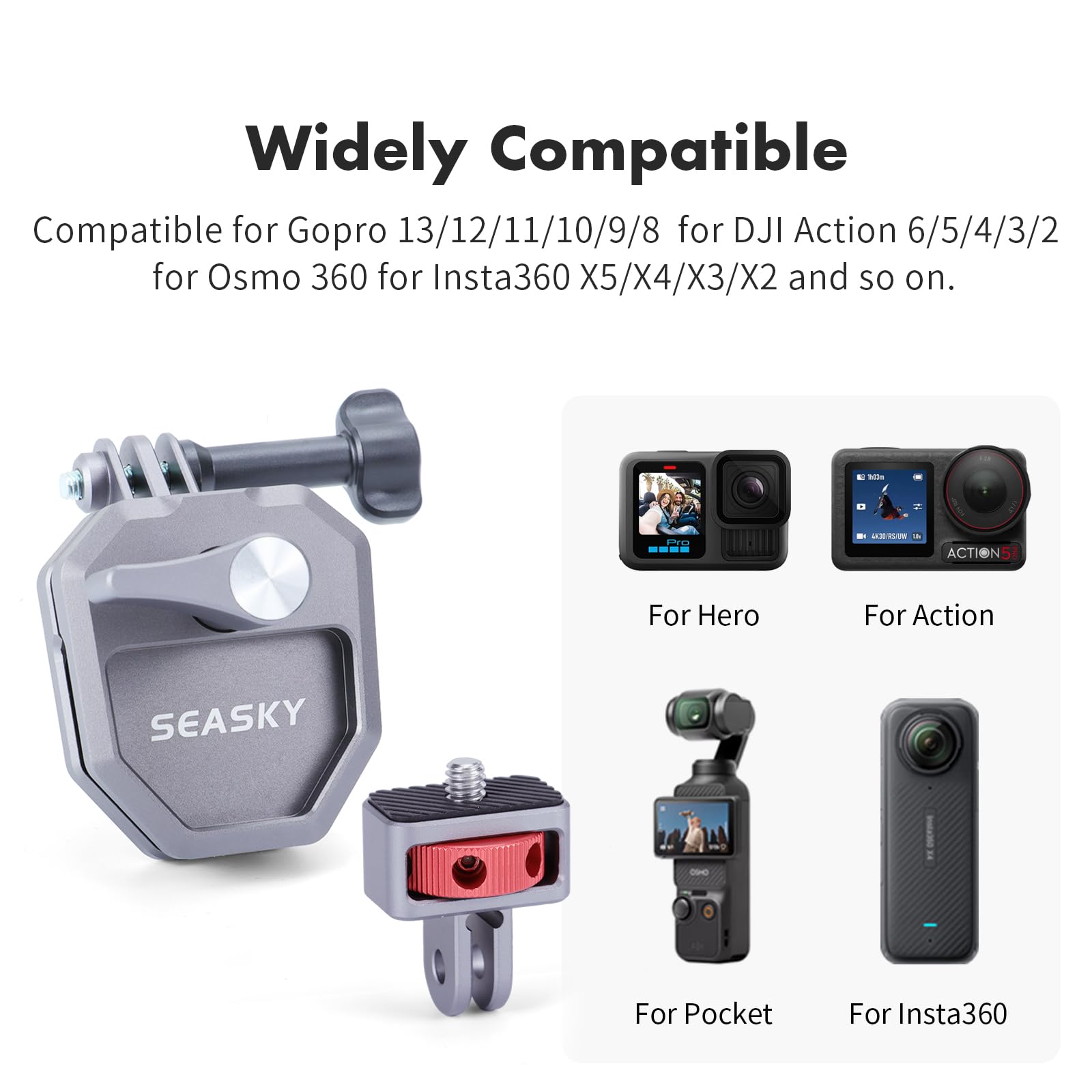 SEASKY M02 Halterung für Windschutzscheibe aus Aluminium für Motorrad, Zubehör für GoPro Hero 13 12 11 10 9 8 7 für DJI Action 5 4 3 2 für Insta360 X5 X4 X3 X2 X RS Sportkamera
