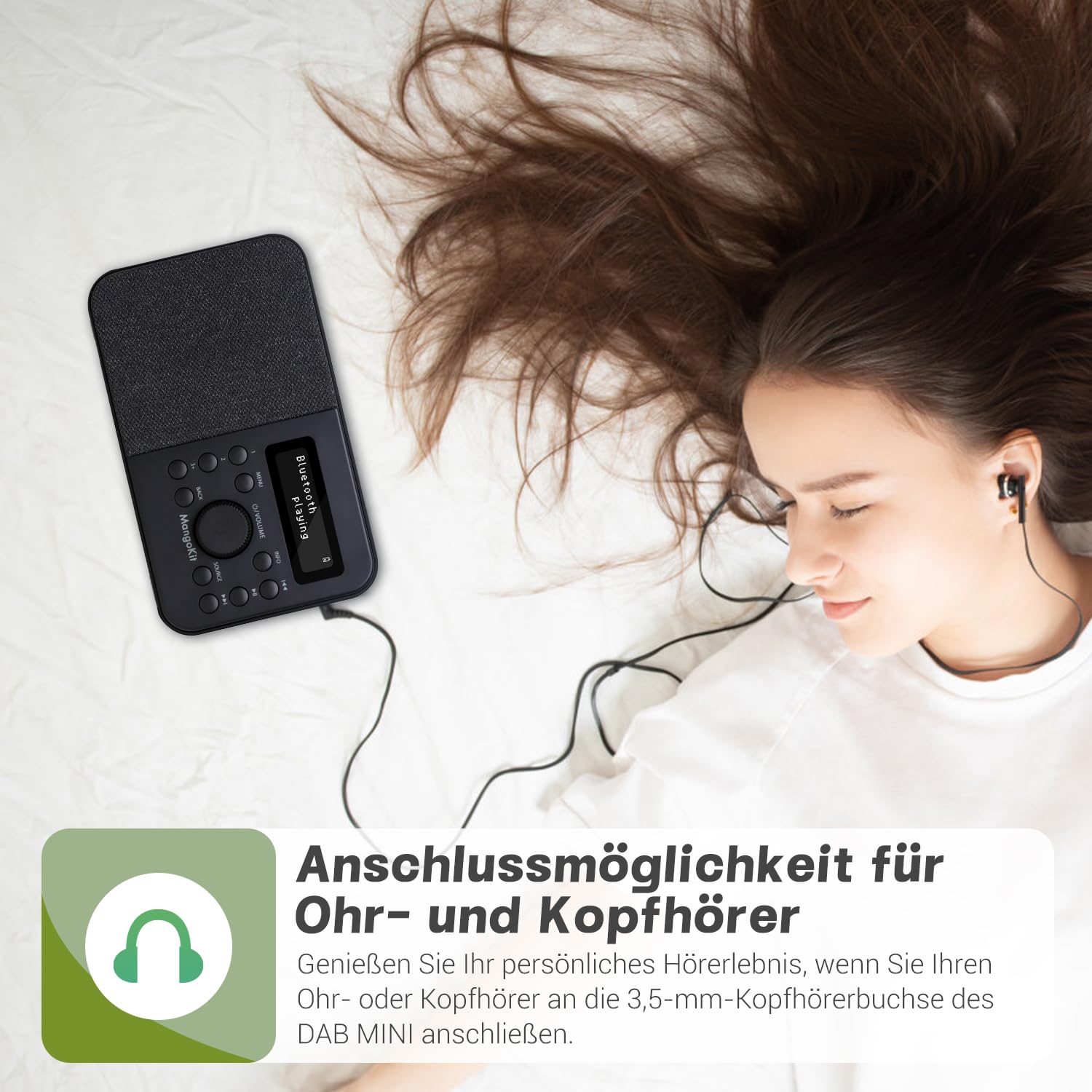 PR2S Tragbares DAB+ Digitalradio,Küchen-FM-Radio,Bluetooth-Lautsprecher,Persönliches DAB-Radio,Display,Alarm & Uhr,40 Preset-Stationen,Kopfhöreranschluss -Schwarz