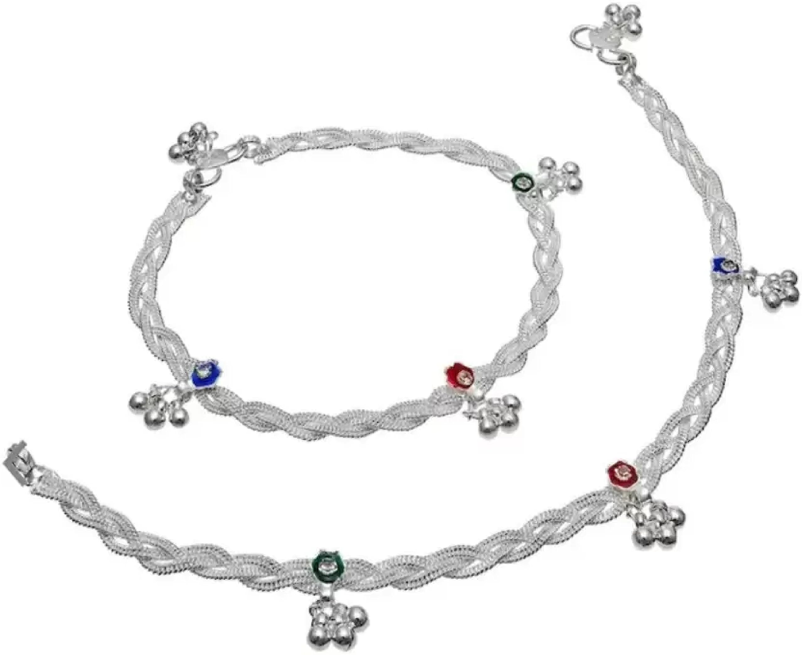 Shivarth Oxidised Silver Anklet Bracelet Trendy Ghungroo Designer Jewellery Silver Chain Painjan Pajeb Kolusu Todhiya Payal Anklet for Women & Girls 1 Pair (Silver Anklet A) (B0C9MGH331) Amazon Price History, Amazon Price Tracker